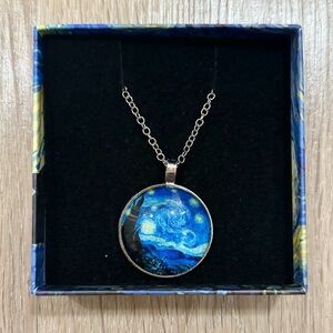 Starry Night Pendant Necklace with gift box.